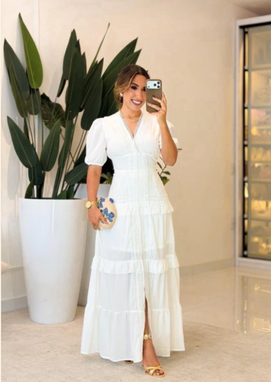 1087 - Vestido Musseline | Detalhe em Guipir - Imagem 3