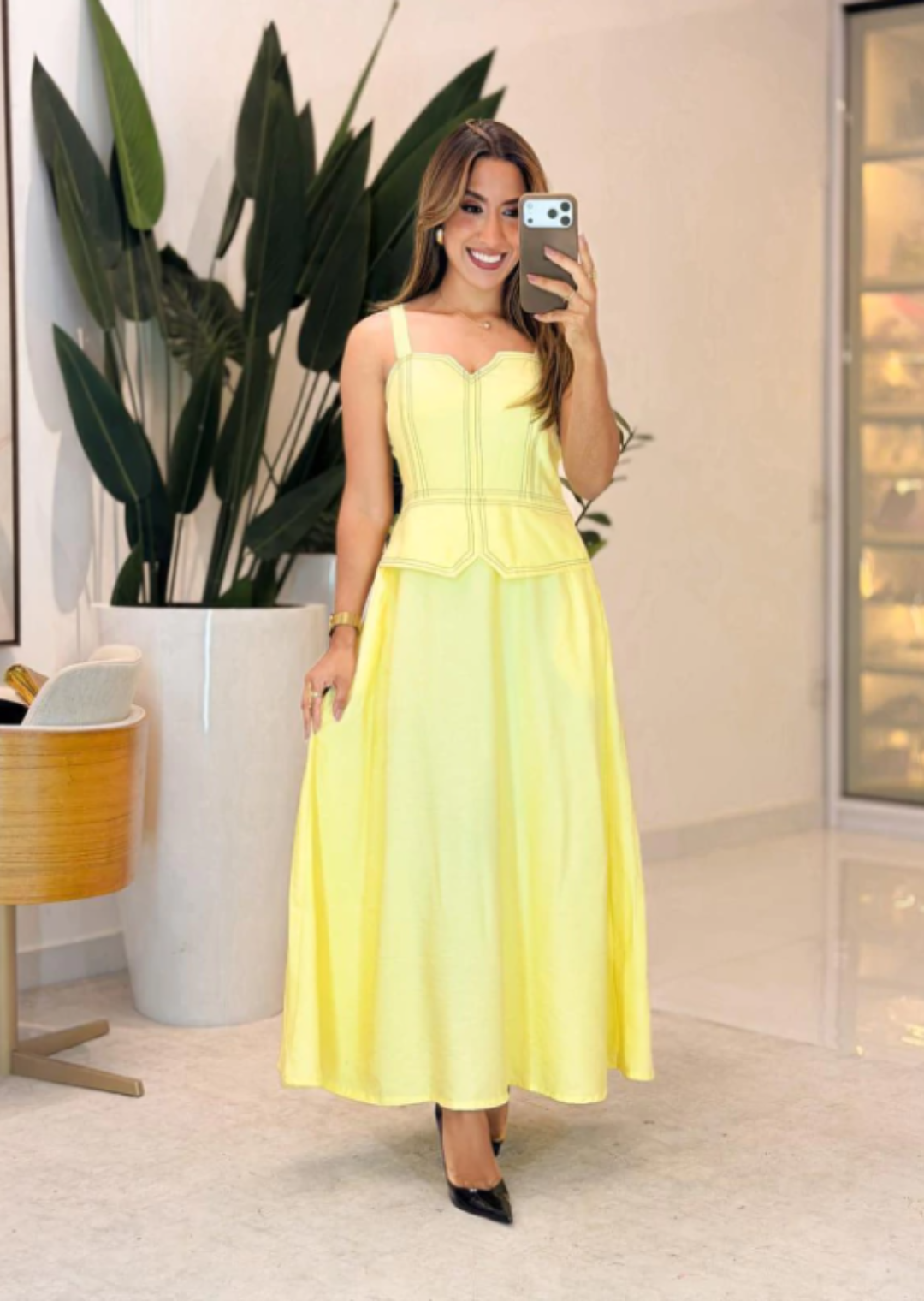 1010- Vestido Linho | detalhe pesponto - Imagem 2