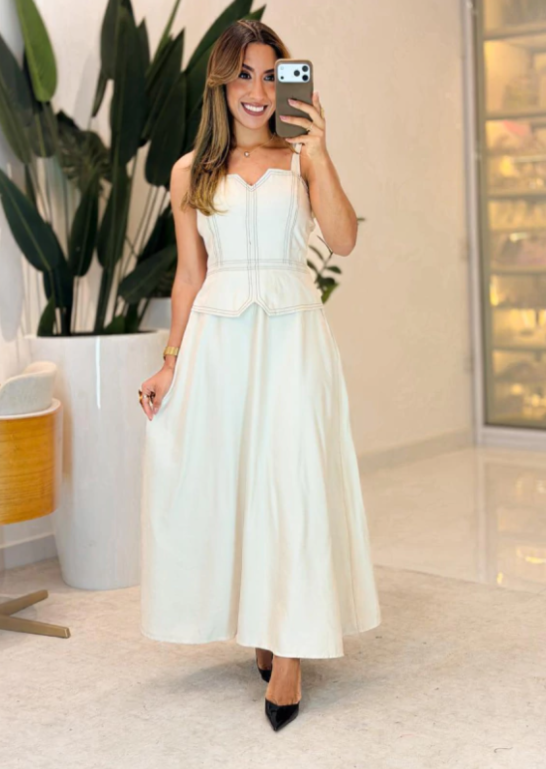 1010- Vestido Linho | detalhe pesponto - Imagem 3