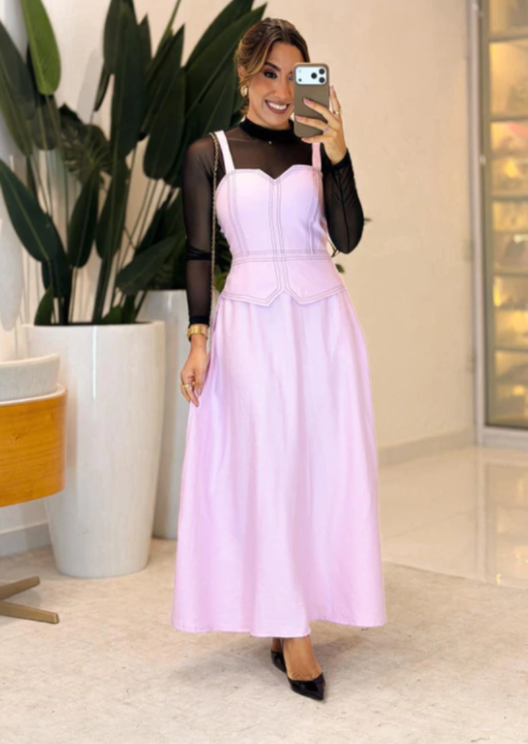 1010- Vestido Linho | detalhe pesponto - Imagem 6