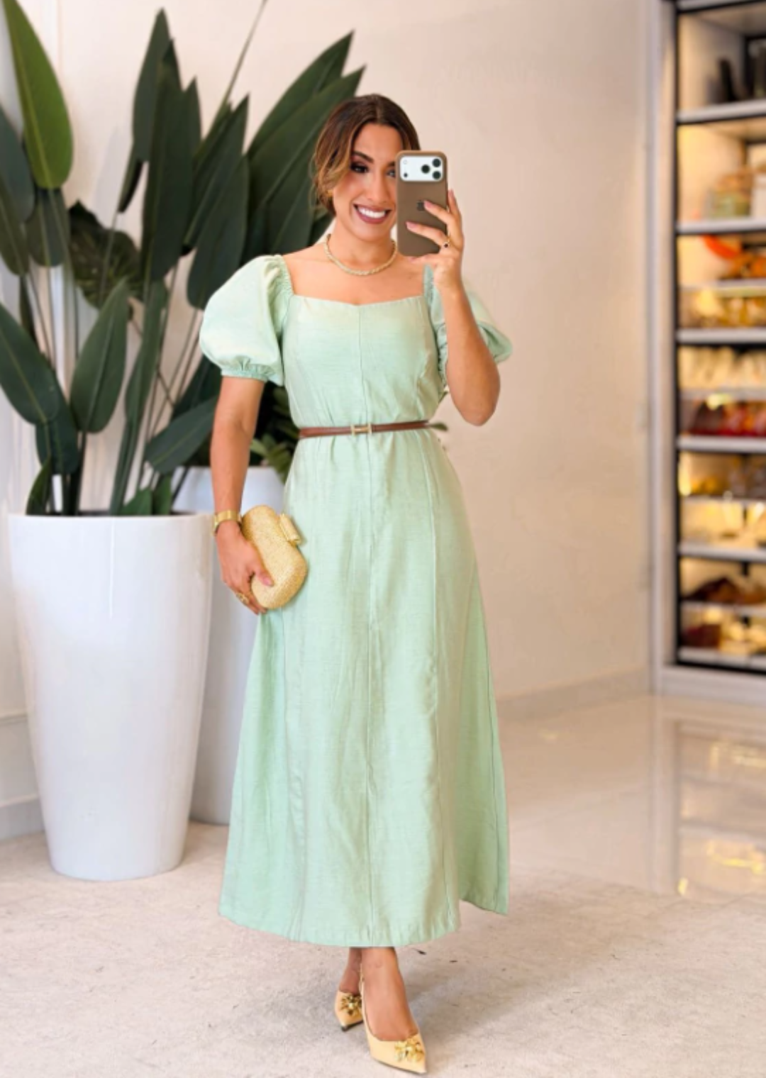 984- Vestido linho | Gola quadrada - Imagem 5