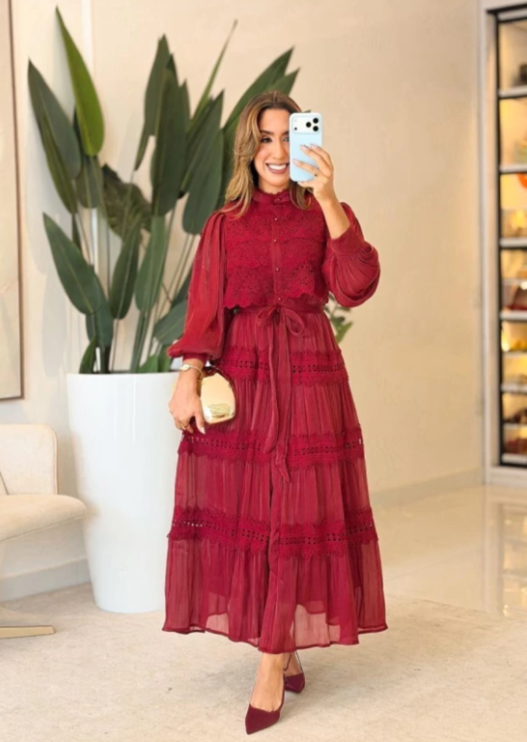 1025 - Vestido em Chiffon | Com Guipir - Imagem 2