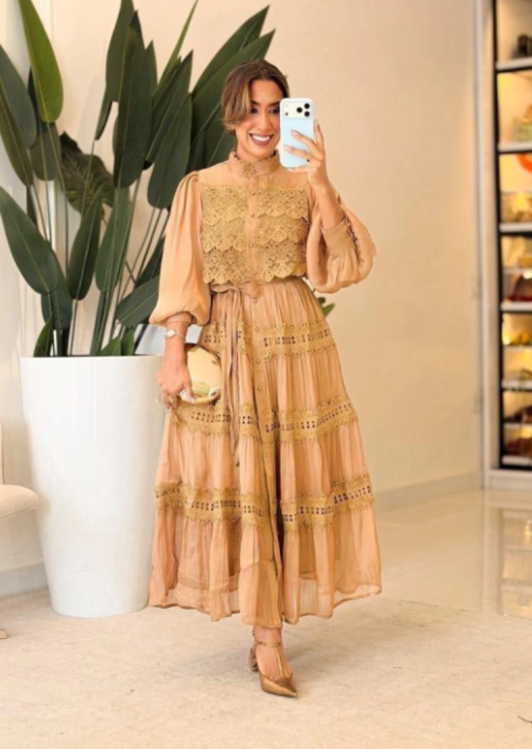 1025 - Vestido em Chiffon | Com Guipir - Imagem 3