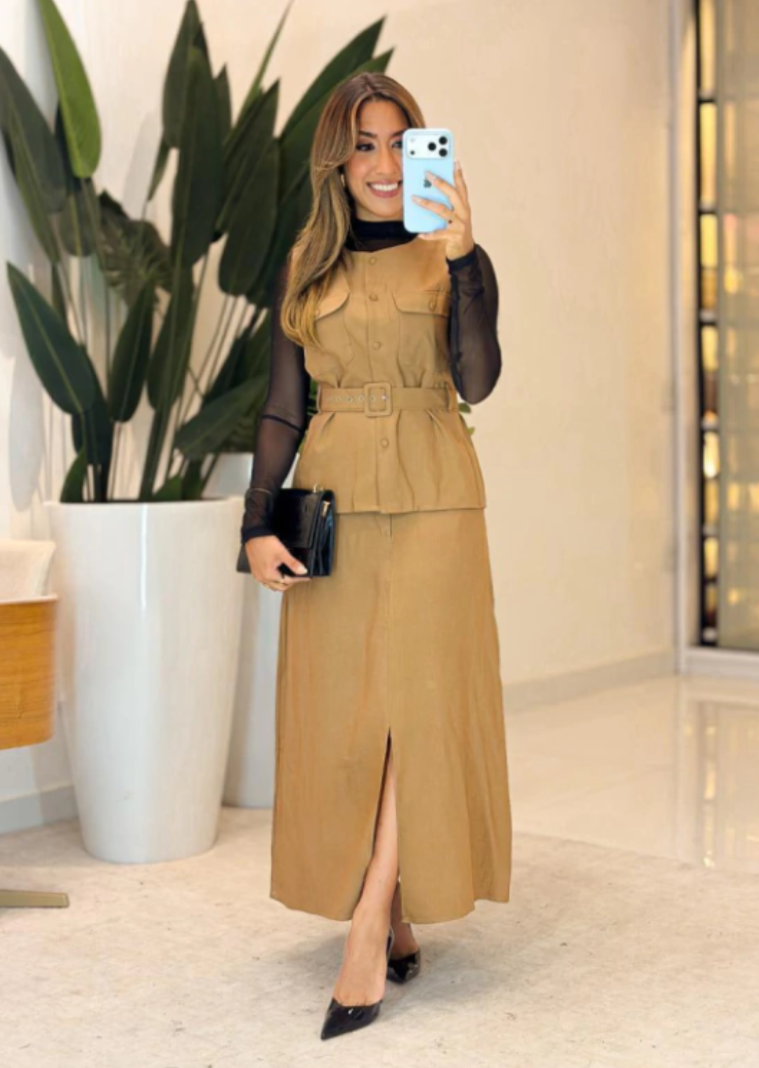 1027- Conjunto linho | detalhe bolso com cinto - Imagem 5