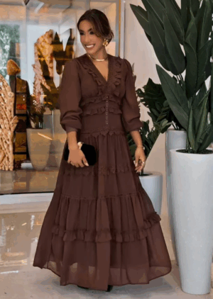 1834 – Vestido Chiffon com Renda