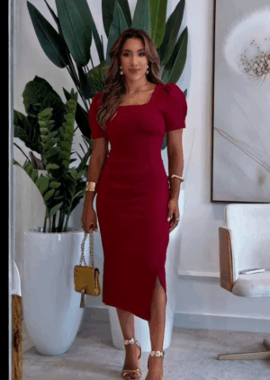 2310 – Vestido Midi em Ponto Roma Premium